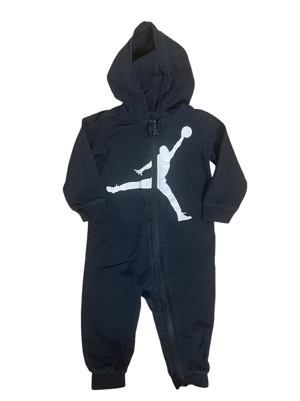 Jordan Infant Boys Black Hooded One-Piece Coverall Romper Size 18M Jumpman